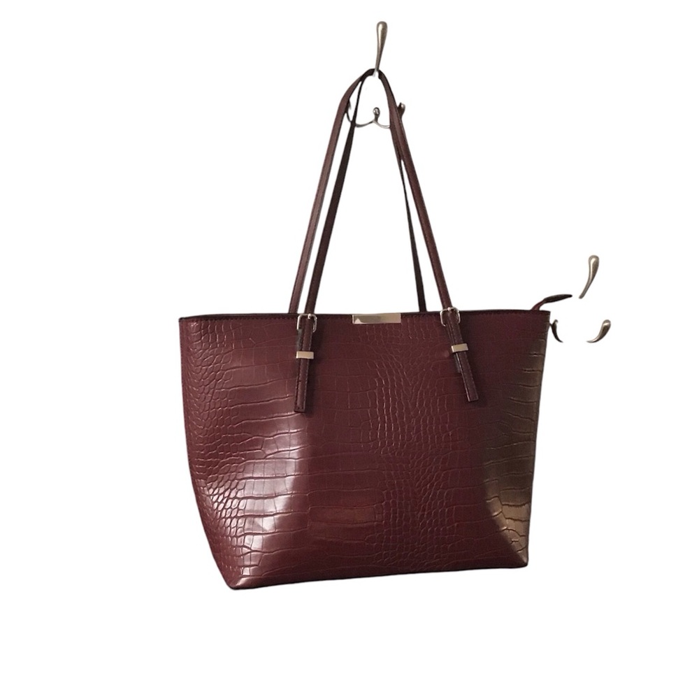 Kelly & Katie Deep Red Croc-Embossed Tote